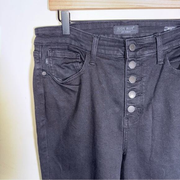 JUDY BLUE classic bootcut raw hem button fly black jeans 31 - Picture 6 of 8